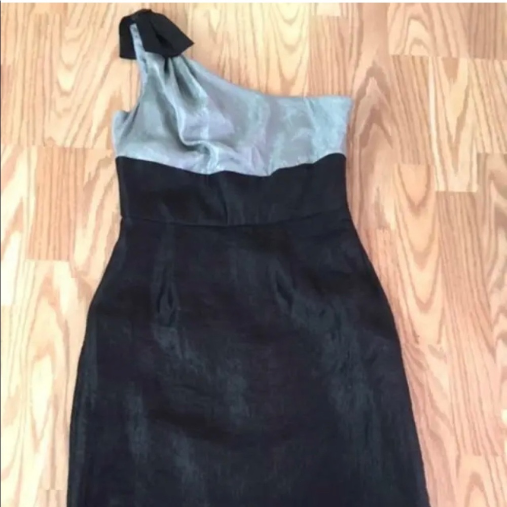 LONDON TIMES Silver Black ONE SHOULDER DRESS 4 Ladies COCKTAIL Party WEDDING